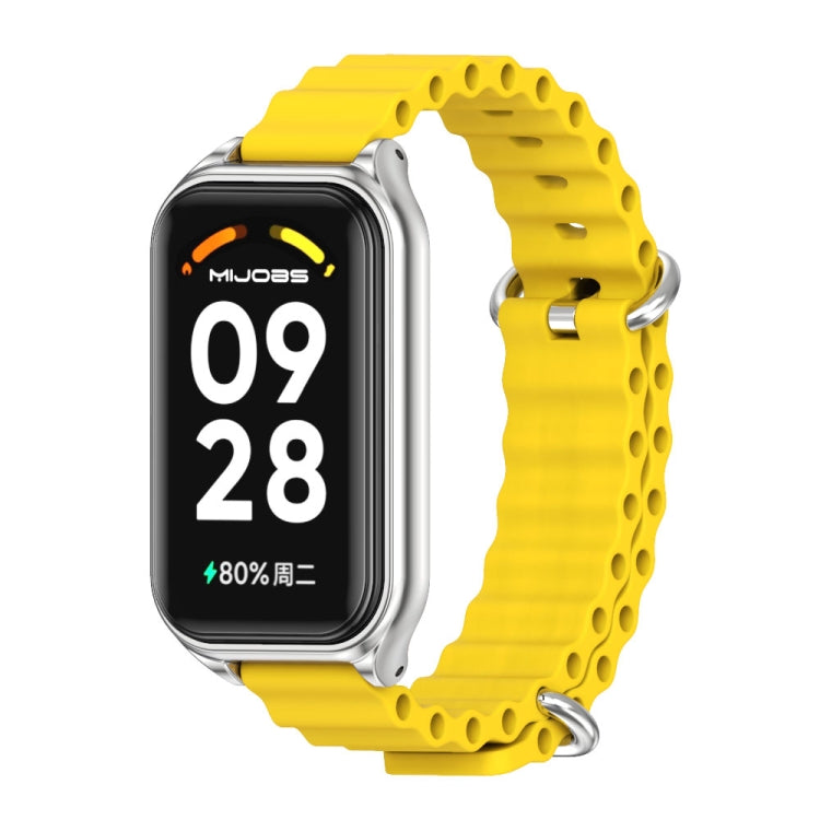 For Xiaomi Smart Band 8 Active / Redmi Band 2 Mijobs Metal Shell Ocean Silicone Watch Band(Yellow Silver) - Watch Bands by MIJOBS | Online Shopping South Africa | PMC TechLife | Buy Now Pay Later Mobicred