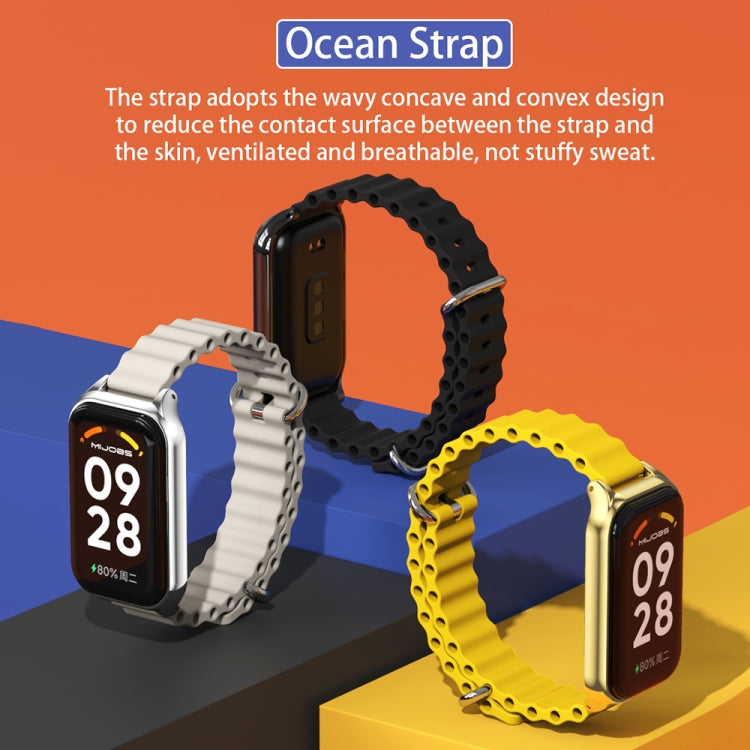 For Xiaomi Smart Band 8 Active / Redmi Band 2 Mijobs Metal Shell Ocean Silicone Watch Band(Yellow Silver) - Watch Bands by MIJOBS | Online Shopping South Africa | PMC TechLife | Buy Now Pay Later Mobicred