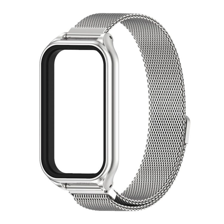 For Xiaomi Smart Band 8 Active / Redmi Band 2 Mijobs Metal Shell + Milan Magnetic Metal Watch Band(Silver) - Watch Bands by MIJOBS | Online Shopping South Africa | PMC TechLife | Buy Now Pay Later Mobicred