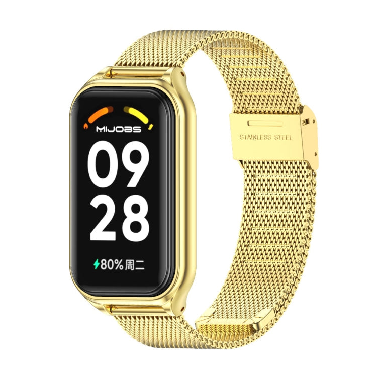 For Xiaomi Smart Band 8 Active / Redmi Band 2 Mijobs Metal Shell + Milan Buckle Metal Watch Band(Gold) - Watch Bands by MIJOBS | Online Shopping South Africa | PMC TechLife | Buy Now Pay Later Mobicred