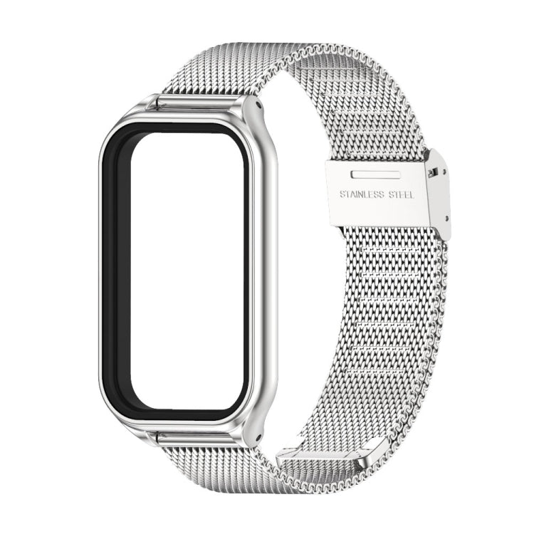 For Xiaomi Smart Band 8 Active / Redmi Band 2 Mijobs Metal Shell + Milan Buckle Metal Watch Band(Silver) - Watch Bands by MIJOBS | Online Shopping South Africa | PMC TechLife | Buy Now Pay Later Mobicred