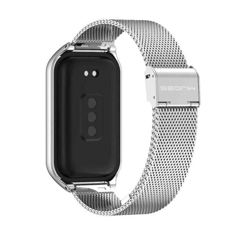For Xiaomi Smart Band 8 Active / Redmi Band 2 Mijobs Metal Shell + Milan Buckle Metal Watch Band(Silver) - Watch Bands by MIJOBS | Online Shopping South Africa | PMC TechLife | Buy Now Pay Later Mobicred