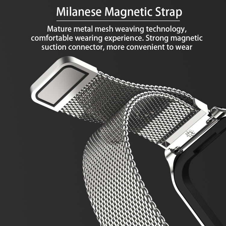 For Xiaomi Smart Band 8 Active / Redmi Band 2 Mijobs Metal Shell + Milan Buckle Metal Watch Band(Silver) - Watch Bands by MIJOBS | Online Shopping South Africa | PMC TechLife | Buy Now Pay Later Mobicred