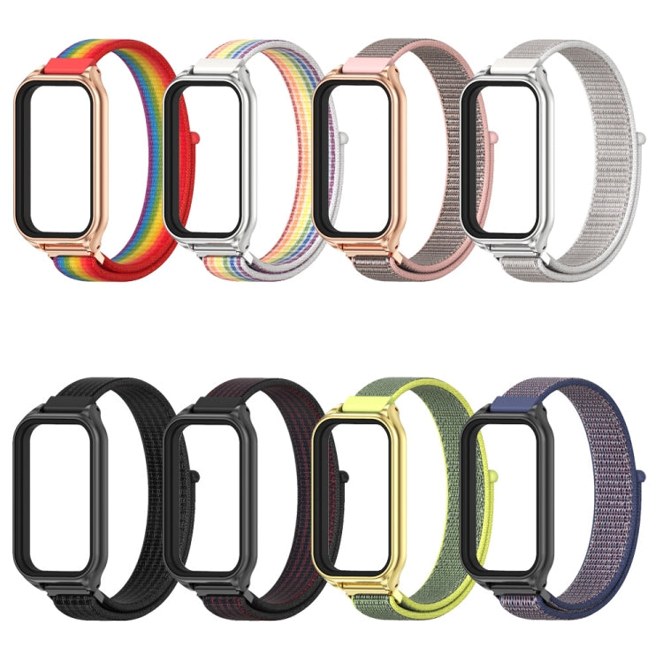 For Xiaomi Smart Band 8 Active / Redmi Band 2 Mijobs Metal Shell Breathable Nylon Loop Watch Band(Bright Yellow Gold) - Watch Bands by MIJOBS | Online Shopping South Africa | PMC TechLife | Buy Now Pay Later Mobicred