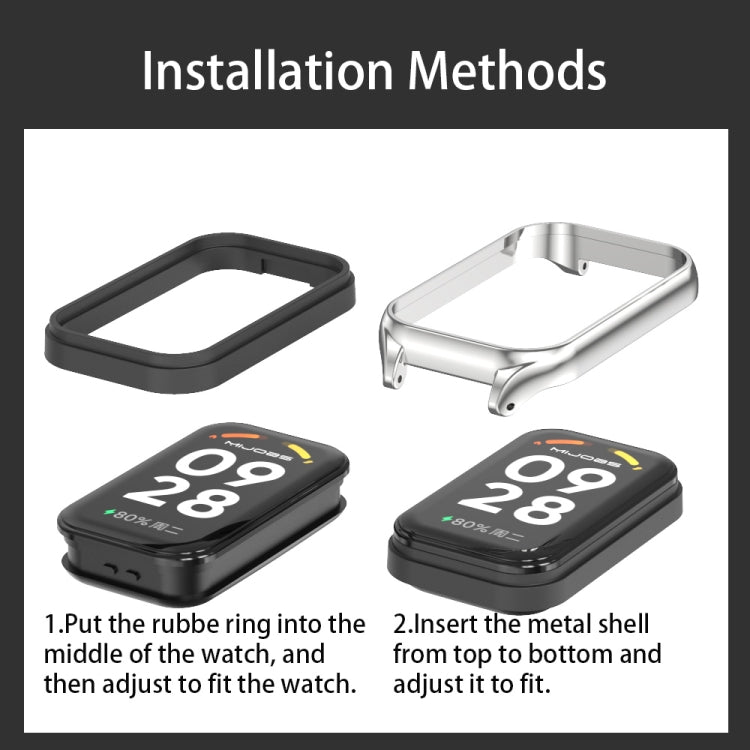 For Xiaomi Smart Band 8 Active / Redmi Band 2 Mijobs Metal Shell Breathable Nylon Loop Watch Band(Black Red) - Watch Bands by MIJOBS | Online Shopping South Africa | PMC TechLife | Buy Now Pay Later Mobicred