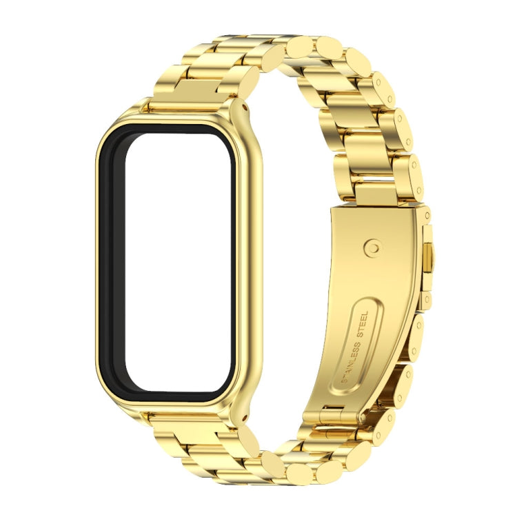 For Xiaomi Smart Band 8 Active / Redmi Band 2 Mijobs Metal Shell + Three-Bead Stainless Steel Watch Band(Gold) - free shipping - PMC TechLife - Order now!