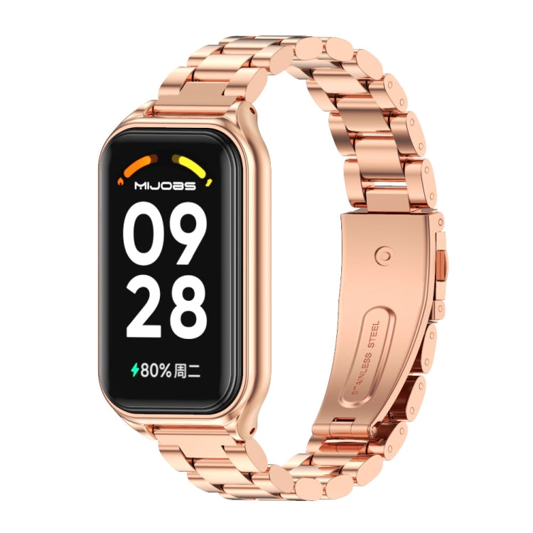 For Xiaomi Smart Band 8 Active / Redmi Band 2 Mijobs Metal Shell + Three-Bead Stainless Steel Watch Band(Rose Gold) - free shipping - PMC TechLife - Order now!