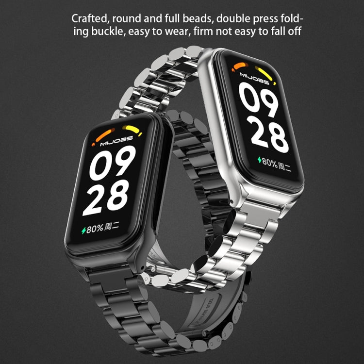 For Xiaomi Smart Band 8 Active / Redmi Band 2 Mijobs Metal Shell + Three-Bead Stainless Steel Watch Band(Rose Gold) - free shipping - PMC TechLife - Order now!