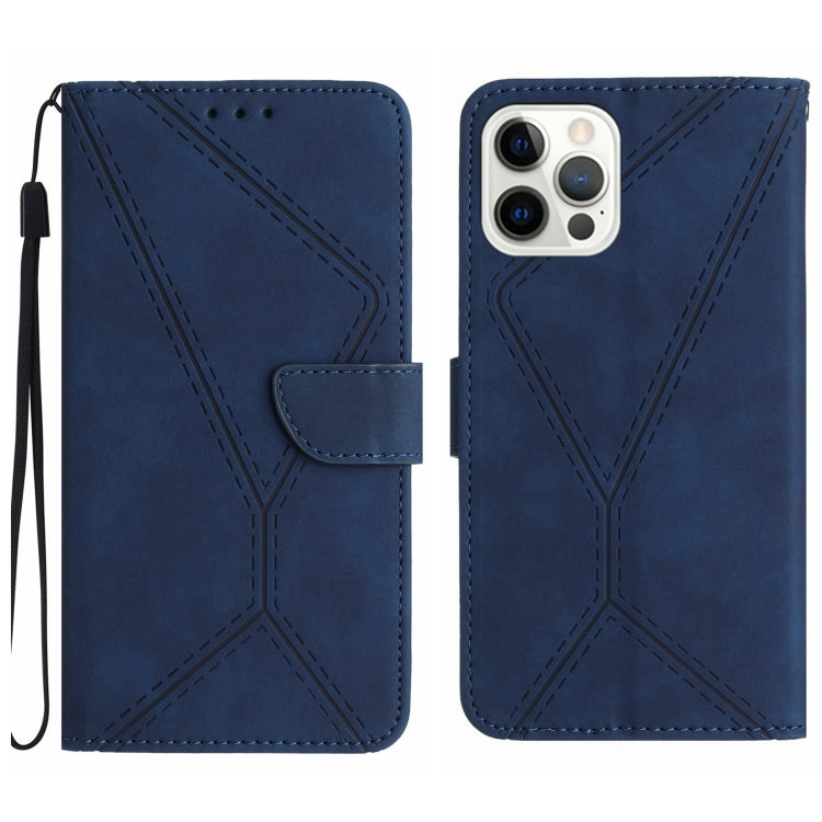For iPhone 14 Pro Max Stitching Embossed Leather Phone Case(Blue) - free shipping - PMC TechLife - Order now!
