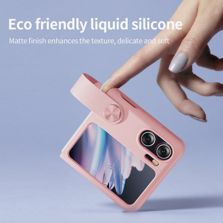For OPPO Find N2 Flip NILLKIN Skin Feel Liquid Silicone Phone Case With Finger Strap(Pink) - free shipping - PMC TechLife - Order now!