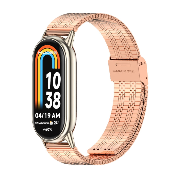 For Xiaomi Mi Band 8 / 9 / 9 NFC Mijobs Stainless Steel Metal Watch Band(Rose Gold+Light Gold) - Watch Bands by MIJOBS | Online Shopping South Africa | PMC TechLife | Buy Now Pay Later Mobicred