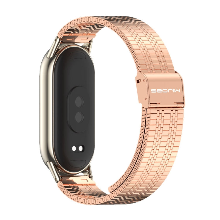 For Xiaomi Mi Band 8 / 9 / 9 NFC Mijobs Stainless Steel Metal Watch Band(Rose Gold+Light Gold) - Watch Bands by MIJOBS | Online Shopping South Africa | PMC TechLife | Buy Now Pay Later Mobicred