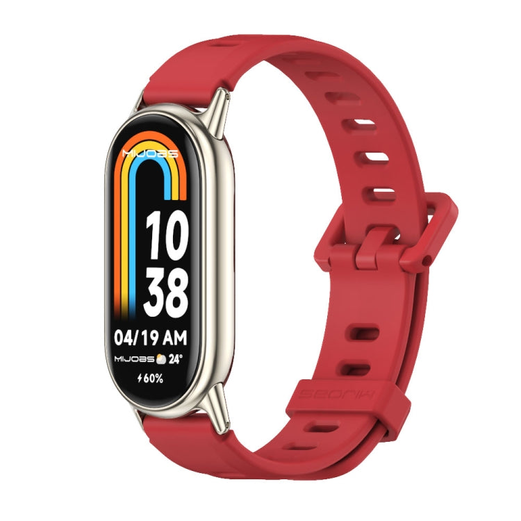 For Xiaomi Mi Band 8 / 9 / 9 NFC Mijobs Flat Hole Breathable Silicone Watch Band(Red+Light Gold) - Watch Bands by MIJOBS | Online Shopping South Africa | PMC TechLife | Buy Now Pay Later Mobicred