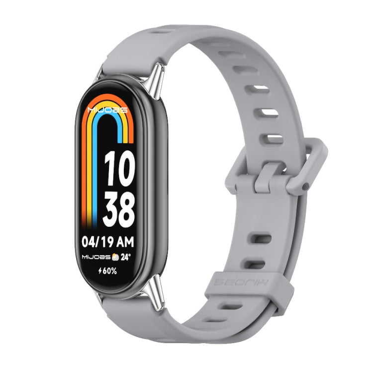 For Xiaomi Mi Band 8 / 9 / 9 NFC Mijobs Flat Hole Breathable Silicone Watch Band(Grey+Silver) - Watch Bands by MIJOBS | Online Shopping South Africa | PMC TechLife | Buy Now Pay Later Mobicred