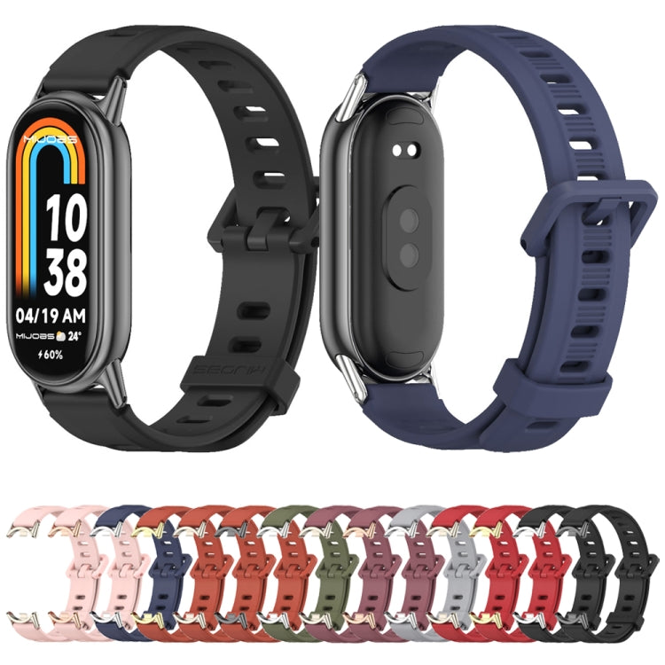 For Xiaomi Mi Band 8 / 9 / 9 NFC Mijobs Flat Hole Breathable Silicone Watch Band(Red+Light Gold) - Watch Bands by MIJOBS | Online Shopping South Africa | PMC TechLife | Buy Now Pay Later Mobicred