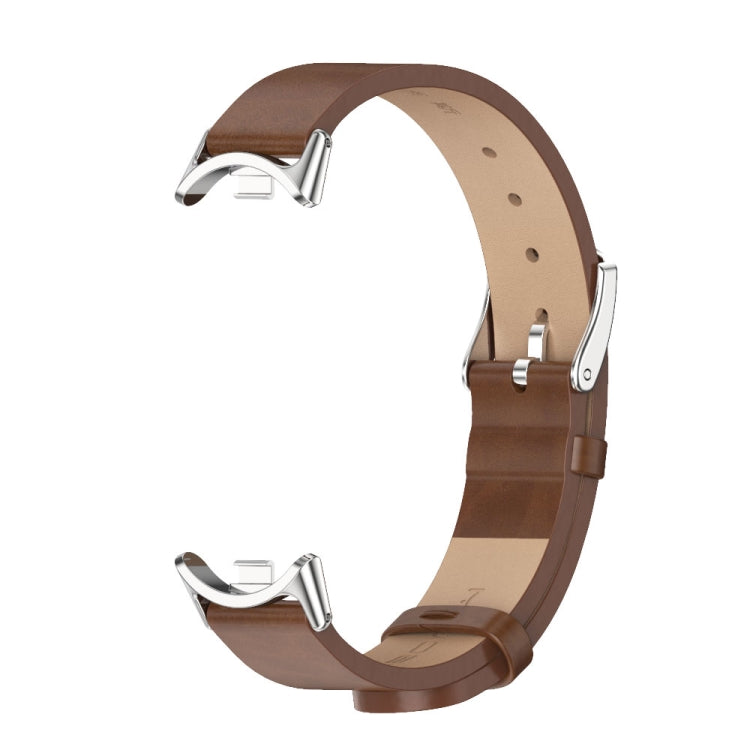 For Xiaomi Mi Band 8 / 9 / 9 NFC Mijobs Microfiber PU Leather Watch Band(Brown Silver) - Watch Bands by MIJOBS | Online Shopping South Africa | PMC TechLife | Buy Now Pay Later Mobicred