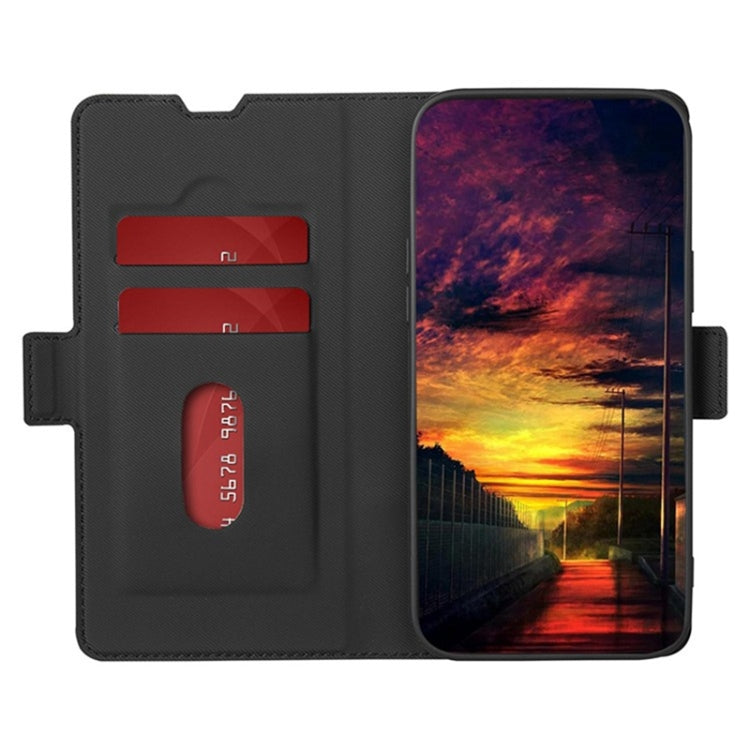 For OPPO A38 4G / A18 4G Twill Texture Side Button Leather Phone Case(Black) - OPPO Cases by PMC TechLife | Online Shopping South Africa | PMC TechLife | Buy Now Pay Later Mobicred