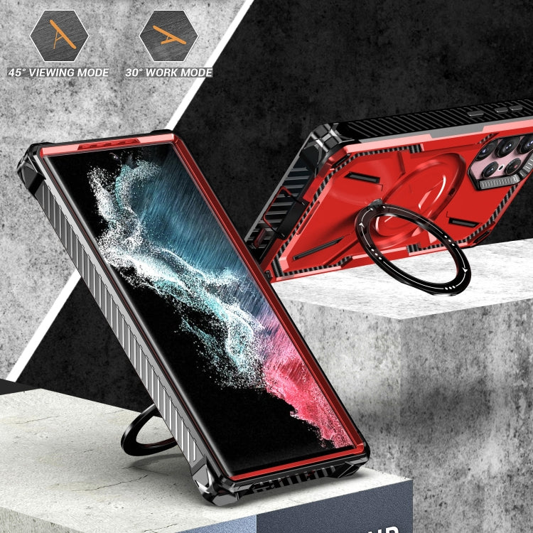 For Samsung Galaxy S21 Ultra 5G Armor Series Holder Phone Case(Red) - free shipping - PMC TechLife - Order now!