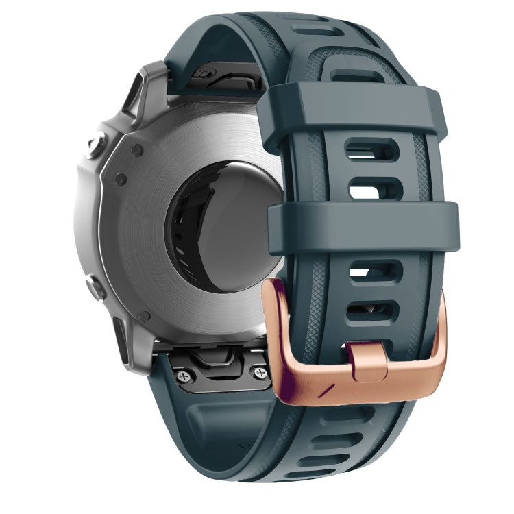 For Garmin Fenix 7S / 6S Pro / 5S Plus 20mm Rose Gold Buckle Silicone Watch Band(Navy Blue) - Watch Bands by PMC TechLife | Online Shopping South Africa | PMC TechLife