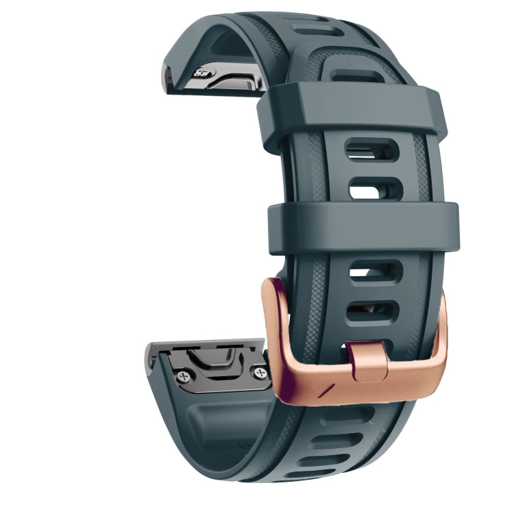 For Garmin Fenix 7S / 6S Pro / 5S Plus 20mm Rose Gold Buckle Silicone Watch Band(Navy Blue) - Watch Bands by PMC TechLife | Online Shopping South Africa | PMC TechLife