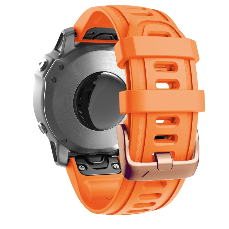 For Garmin Fenix 7S / 6S Pro / 5S Plus 20mm Rose Gold Buckle Silicone Watch Band(Orange) - Watch Bands by PMC TechLife | Online Shopping South Africa | PMC TechLife
