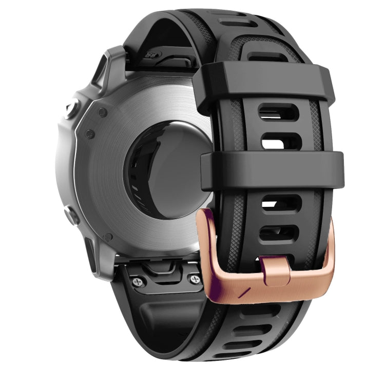 For Garmin Fenix 7S / 6S Pro / 5S Plus 20mm Rose Gold Buckle Silicone Watch Band(Black) - Watch Bands by PMC TechLife | Online Shopping South Africa | PMC TechLife