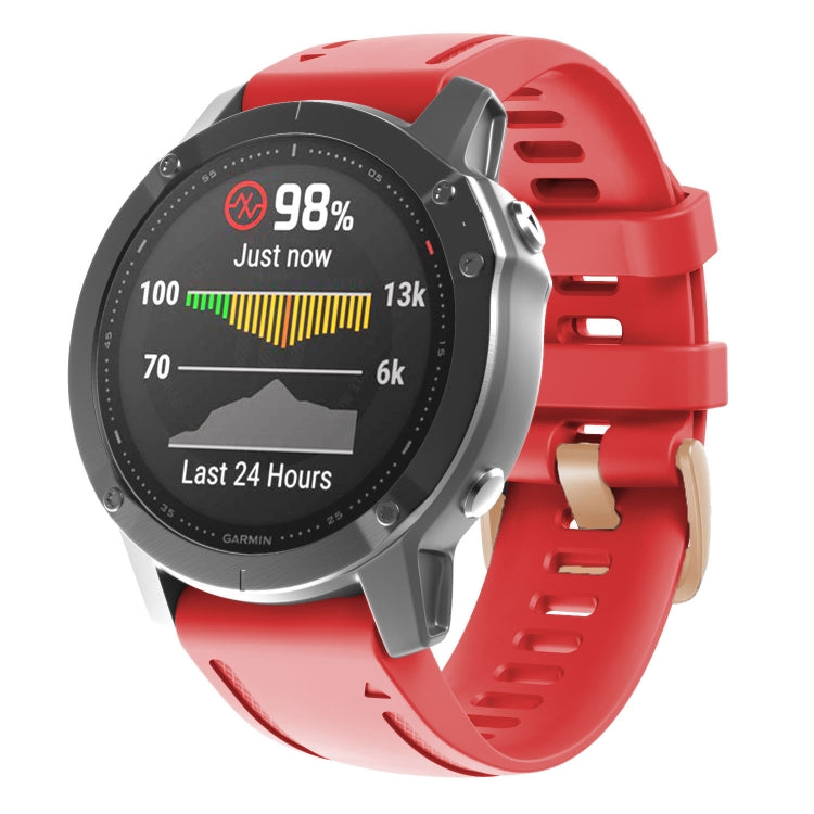 For Garmin Fenix 7S / 6S Pro / 5S Plus 20mm Rose Gold Buckle Silicone Watch Band(Red) - Watch Bands by PMC TechLife | Online Shopping South Africa | PMC TechLife