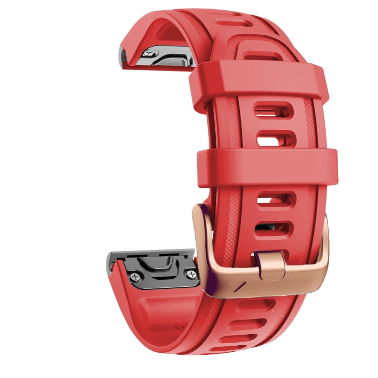 For Garmin Fenix 7S / 6S Pro / 5S Plus 20mm Rose Gold Buckle Silicone Watch Band(Red) - Watch Bands by PMC TechLife | Online Shopping South Africa | PMC TechLife