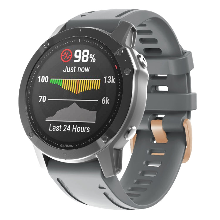For Garmin Fenix 7S / 6S Pro / 5S Plus 20mm Rose Gold Buckle Silicone Watch Band(Grey) - Watch Bands by PMC TechLife | Online Shopping South Africa | PMC TechLife