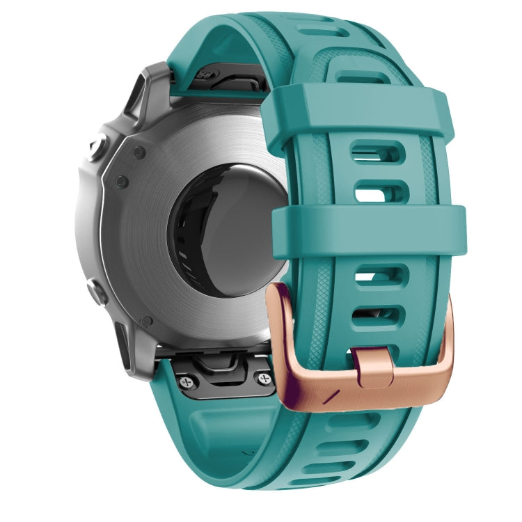 For Garmin Fenix 7S / 6S Pro / 5S Plus 20mm Rose Gold Buckle Silicone Watch Band(Blue Green) - Watch Bands by PMC TechLife | Online Shopping South Africa | PMC TechLife