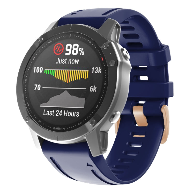 For Garmin Fenix 7S / 6S Pro / 5S Plus 20mm Rose Gold Buckle Silicone Watch Band(Dark Blue) - Watch Bands by PMC TechLife | Online Shopping South Africa | PMC TechLife