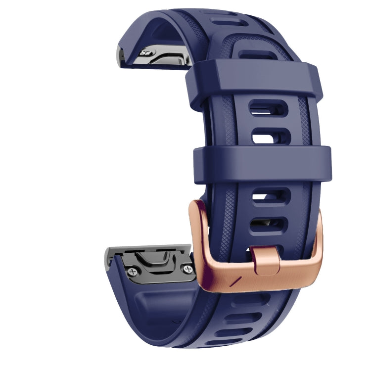 For Garmin Fenix 7S / 6S Pro / 5S Plus 20mm Rose Gold Buckle Silicone Watch Band(Dark Blue) - Watch Bands by PMC TechLife | Online Shopping South Africa | PMC TechLife