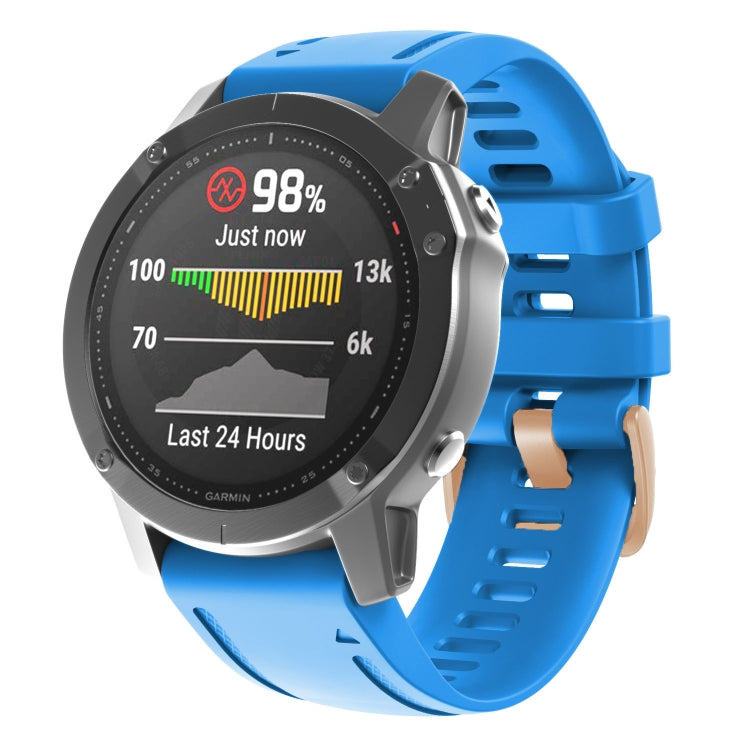 For Garmin Fenix 7S / 6S Pro / 5S Plus 20mm Rose Gold Buckle Silicone Watch Band(Sky Blue) - Watch Bands by PMC TechLife | Online Shopping South Africa | PMC TechLife