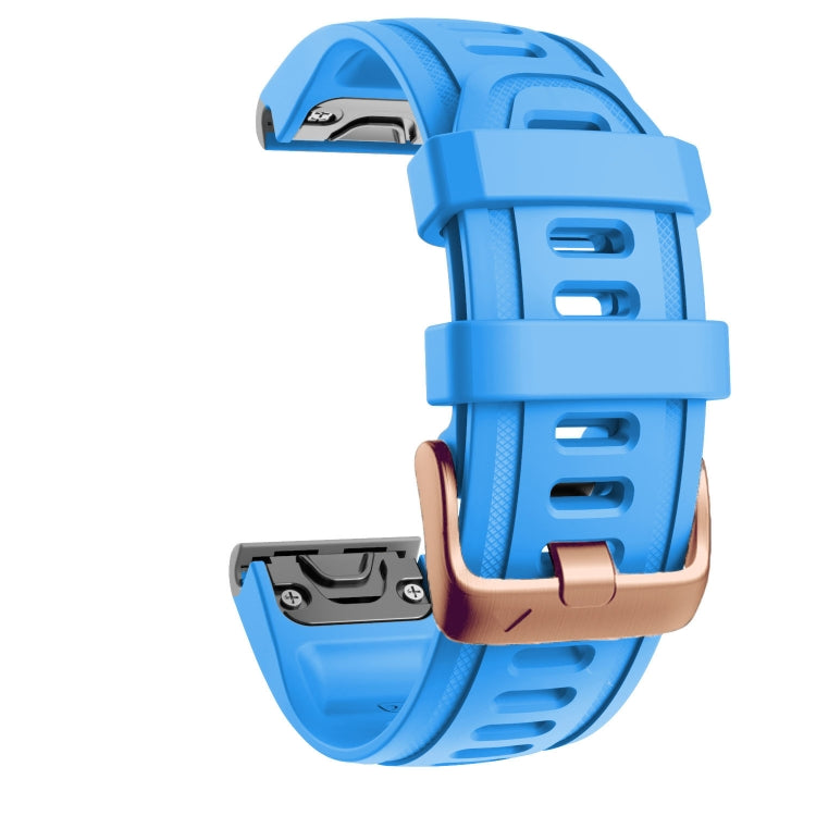 For Garmin Fenix 7S / 6S Pro / 5S Plus 20mm Rose Gold Buckle Silicone Watch Band(Sky Blue) - Watch Bands by PMC TechLife | Online Shopping South Africa | PMC TechLife