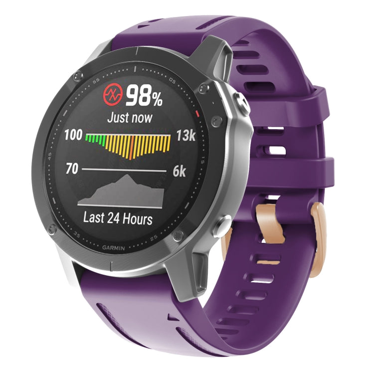 For Garmin Fenix 7S / 6S Pro / 5S Plus 20mm Rose Gold Buckle Silicone Watch Band(Purple) - Watch Bands by PMC TechLife | Online Shopping South Africa | PMC TechLife