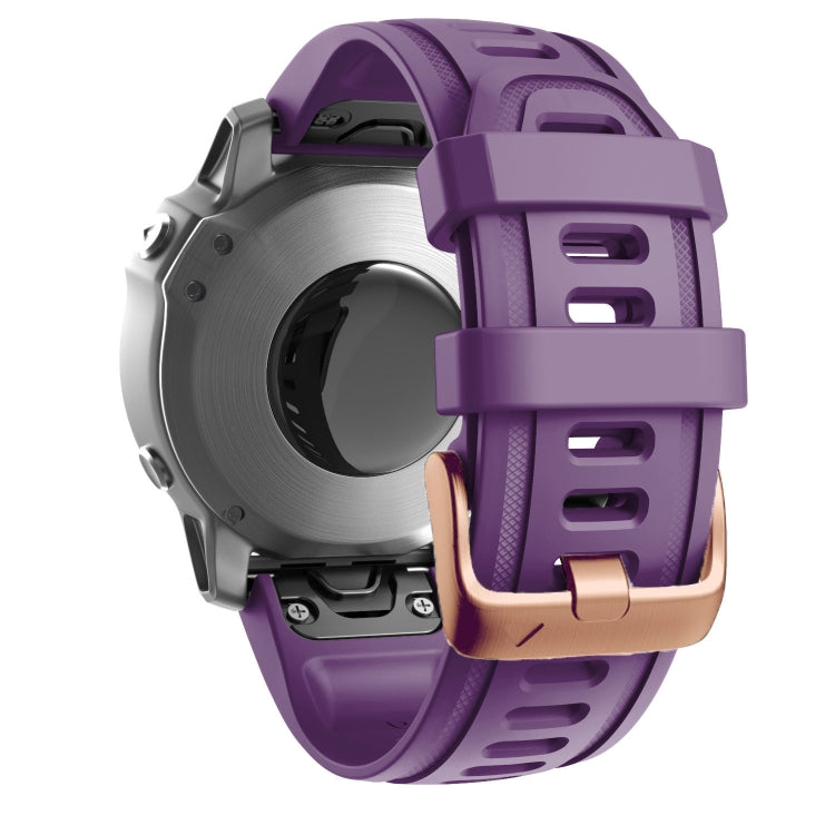 For Garmin Fenix 7S / 6S Pro / 5S Plus 20mm Rose Gold Buckle Silicone Watch Band(Purple) - Watch Bands by PMC TechLife | Online Shopping South Africa | PMC TechLife