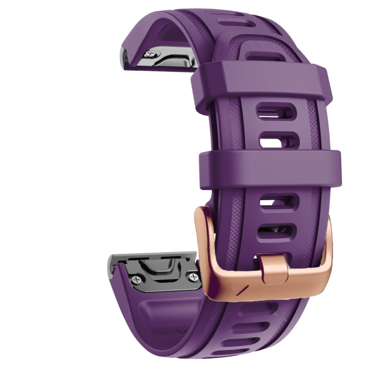 For Garmin Fenix 7S / 6S Pro / 5S Plus 20mm Rose Gold Buckle Silicone Watch Band(Purple) - Watch Bands by PMC TechLife | Online Shopping South Africa | PMC TechLife