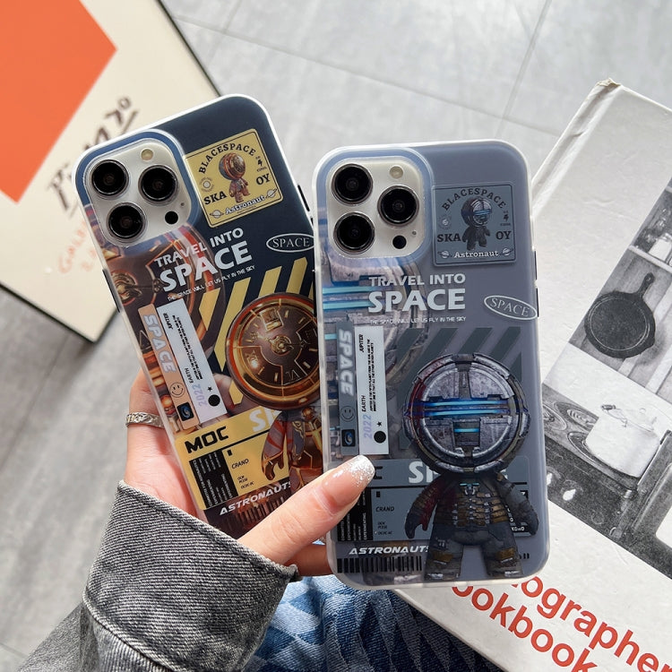 For iPhone 14 Plus Dual-side IMD Astronaut Frosted Phone Case(Black Gold) - free shipping - PMC TechLife - Order now!