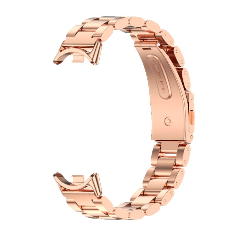 For Xiaomi Mi Band 8 / 9 / 9 NFC Mijobs Three Bead Stainless Steel Watch Band(Rose Gold) - Watch Bands by MIJOBS | Online Shopping South Africa | PMC TechLife | Buy Now Pay Later Mobicred