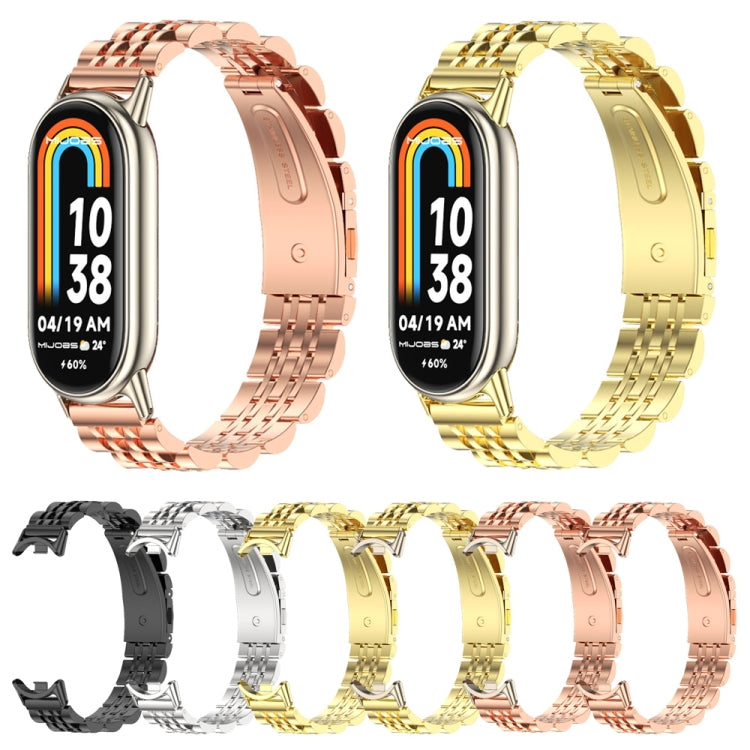 For Xiaomi Mi Band 8 / 9 / 9 NFC Mijobs Seven Bead Stainless Steel Watch Band(Rose Gold+Light Gold) - Watch Bands by MIJOBS | Online Shopping South Africa | PMC TechLife | Buy Now Pay Later Mobicred