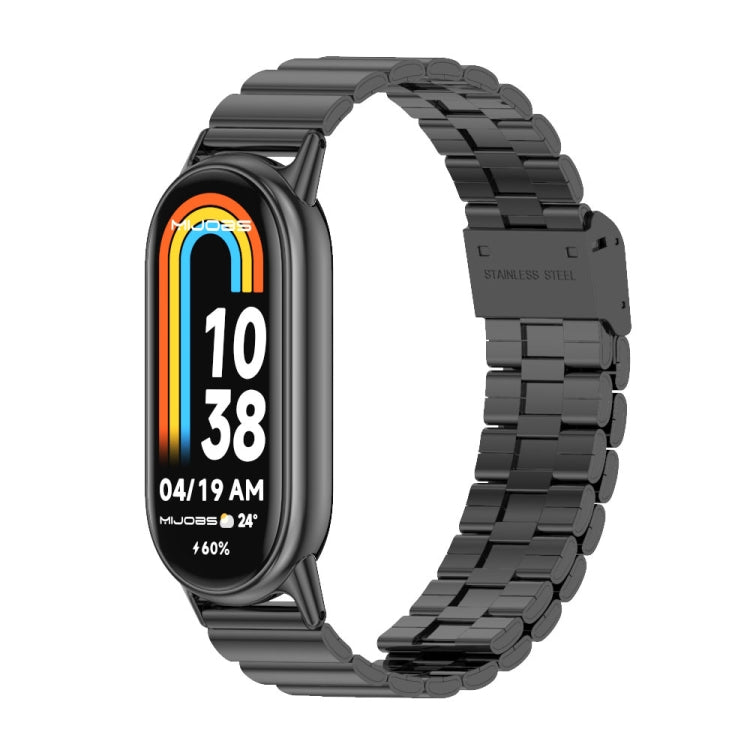 For Xiaomi Mi Band 8 / 9 / 9 NFC Mijobs Bamboo Buckle Stainless Steel Watch Band(Black) - Watch Bands by MIJOBS | Online Shopping South Africa | PMC TechLife | Buy Now Pay Later Mobicred