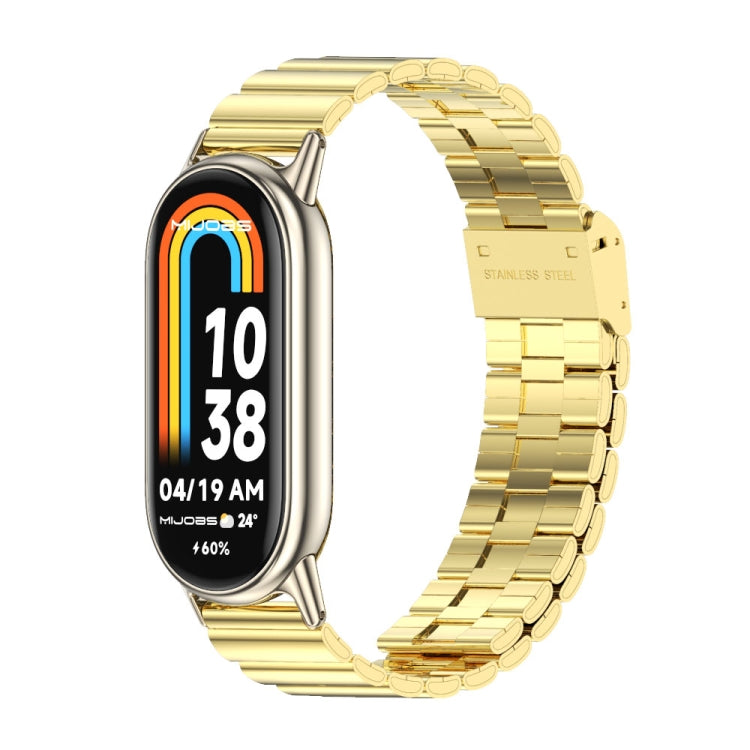 For Xiaomi Mi Band 8 / 9 / 9 NFC Mijobs Bamboo Buckle Stainless Steel Watch Band(Gold+Light Gold) - Watch Bands by MIJOBS | Online Shopping South Africa | PMC TechLife | Buy Now Pay Later Mobicred