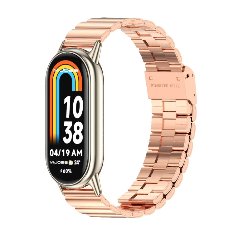 For Xiaomi Smart Band 10 / 9 / 8 Mijobs Bamboo Buckle Stainless Steel Watch Band(Rose Gold+Light Gold) - free shipping - PMC TechLife - Order now!