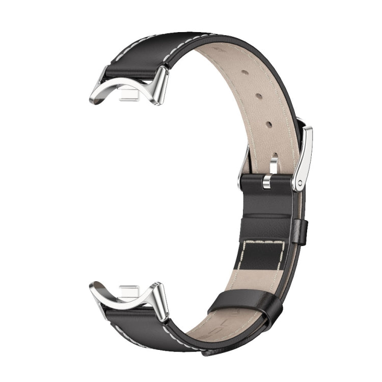 For Xiaomi Mi Band 8 / 9 / 9 NFC Mijobs Genuine Leather Watch Band(Black Silver) - Watch Bands by MIJOBS | Online Shopping South Africa | PMC TechLife | Buy Now Pay Later Mobicred