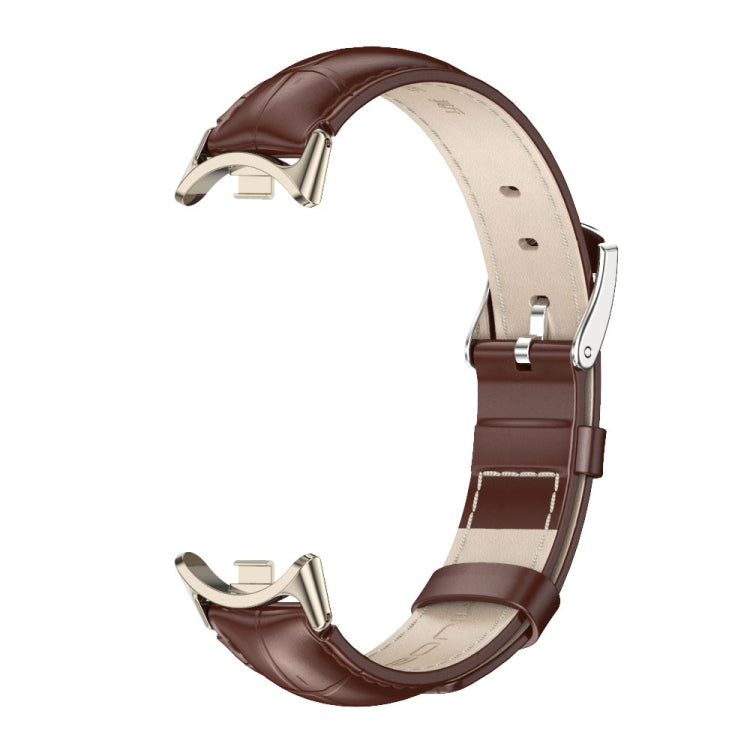 For Xiaomi Mi Band 8 / 9 / 9 NFC Mijobs Genuine Leather Watch Band(Bamboo Coffee Light Gold) - Watch Bands by MIJOBS | Online Shopping South Africa | PMC TechLife | Buy Now Pay Later Mobicred