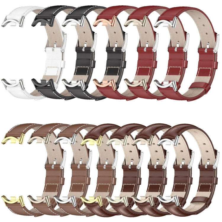 For Xiaomi Mi Band 8 / 9 / 9 NFC Mijobs Genuine Leather Watch Band(Red Light Gold) - Watch Bands by MIJOBS | Online Shopping South Africa | PMC TechLife | Buy Now Pay Later Mobicred