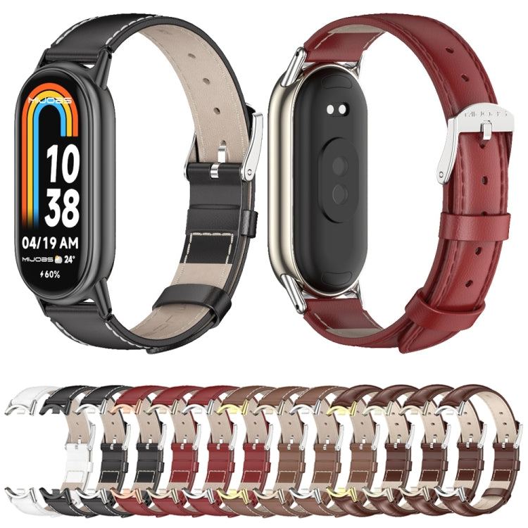 For Xiaomi Mi Band 8 / 9 / 9 NFC Mijobs Genuine Leather Watch Band(Brown Light Gold) - Watch Bands by MIJOBS | Online Shopping South Africa | PMC TechLife | Buy Now Pay Later Mobicred