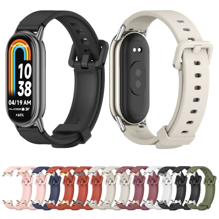 For Xiaomi Mi Band 8 / 9 / 9 NFC Mijobs Silicone Breathable Watch Band(White Silver) - Watch Bands by MIJOBS | Online Shopping South Africa | PMC TechLife | Buy Now Pay Later Mobicred