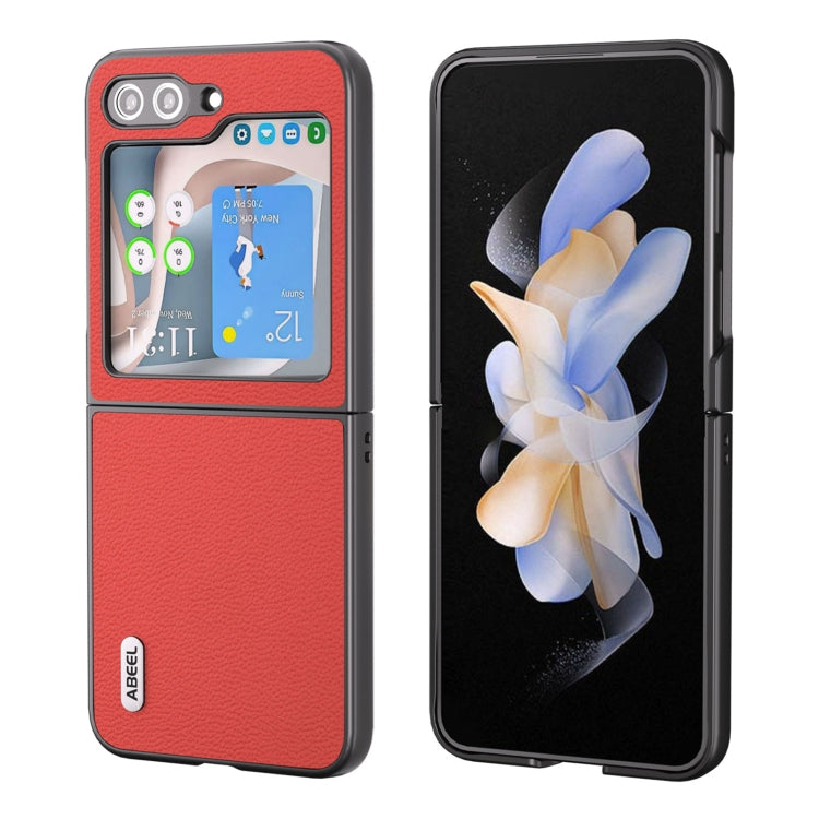 For Samsung Galaxy Z Flip5 ABEEL Genuine Leather Luolai Series Phone Case(Red) - free shipping - PMC TechLife - Order now!