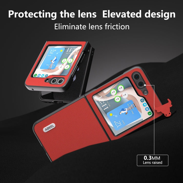 For Samsung Galaxy Z Flip5 ABEEL Genuine Leather Luolai Series Phone Case(Red) - free shipping - PMC TechLife - Order now!